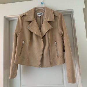 BB Dakota Steve Madden Cropped Faux Suede Moto Jacket Beige NWT (Size L)